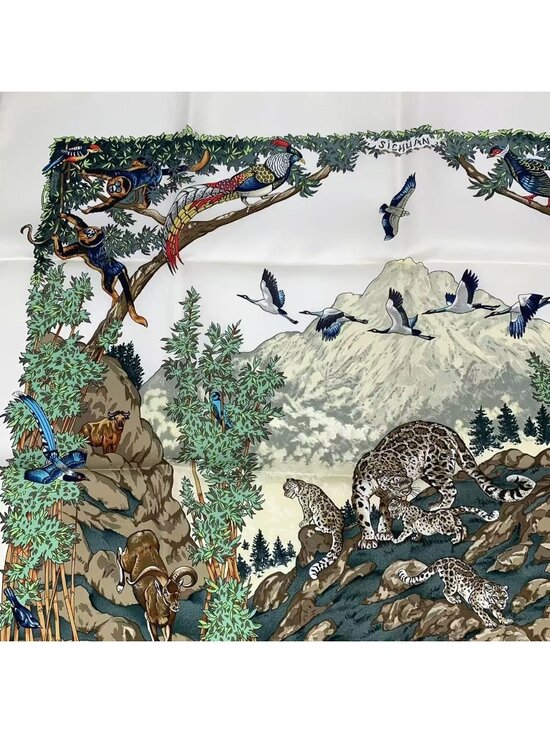 Hermes Silk Scarf Carre 90  Hermes Carre 90 Sichuan Silk Scarf White